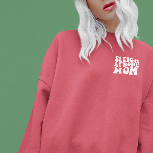 Sleigh At Home Mom Unisex Garment-Dyed Sweatshirt